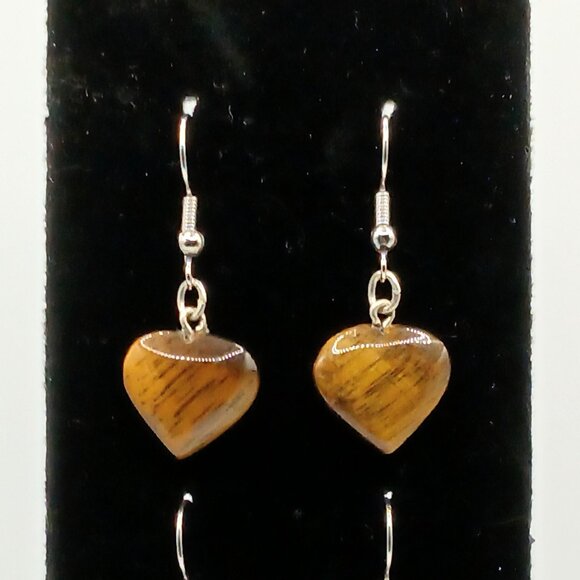 Three Pairs of Rock and Mineral Crystal Heart Dangle Hypoallergenic Earrings - Picture 3 of 5